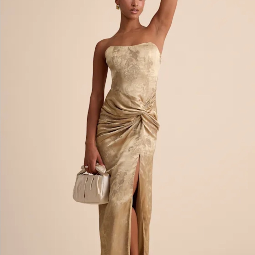 Lulu's Gold Strapless Dress